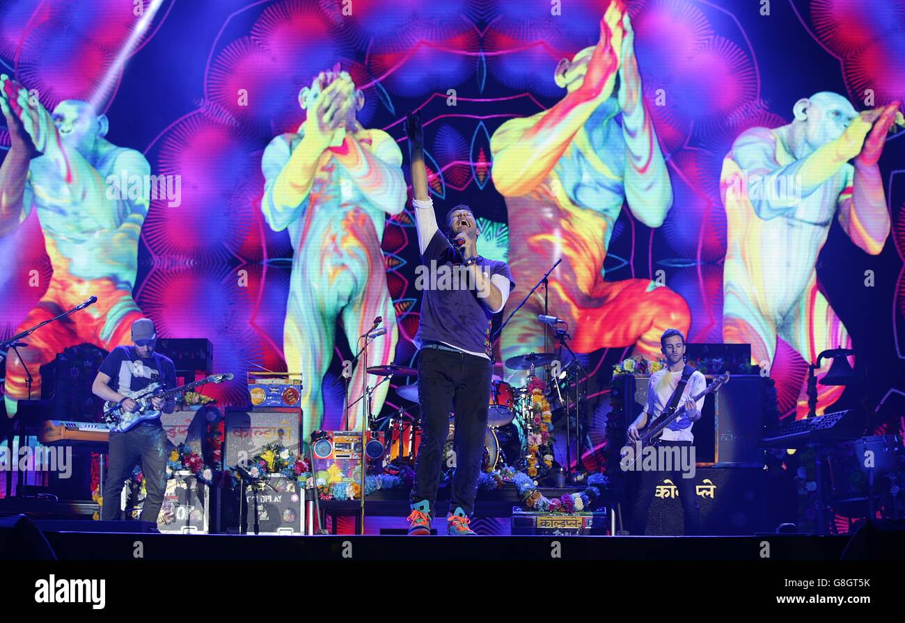 Will Champion, Guy Berryman, Chris Martin and Jonny Buckland of Coldplay  attend the Capital FM Jingle Bell Ball 2015 at the O2 Arena, London Stock  Photo - Alamy