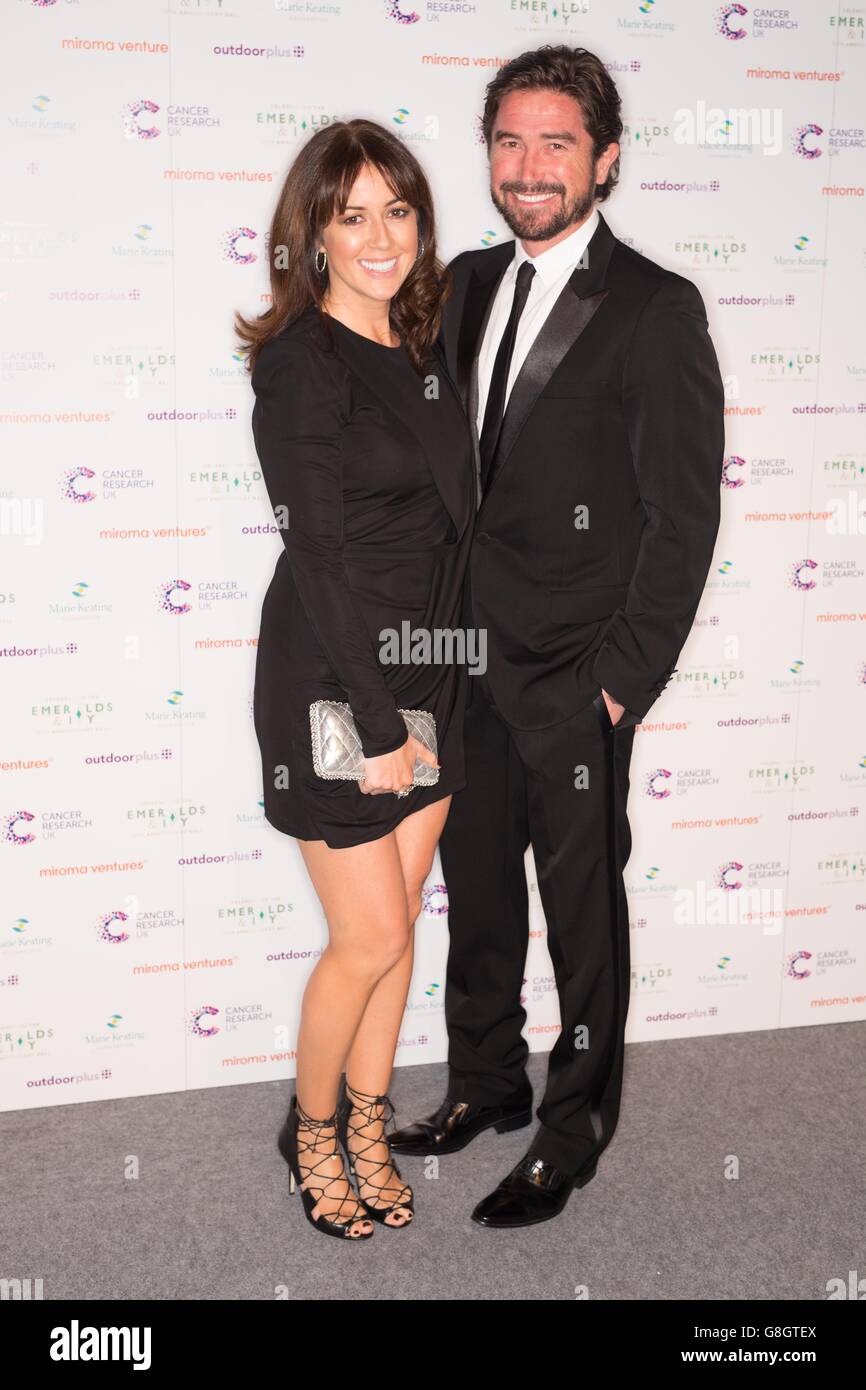 Sheree Murphy and Harry Kewell arriving at the 10th annual Emeralds and Ivy Ball at Supernova at Victoria Embankment Gardens in London, which raises money for the Marie Keating Foundation and Cancer Research UK. Stock Photo