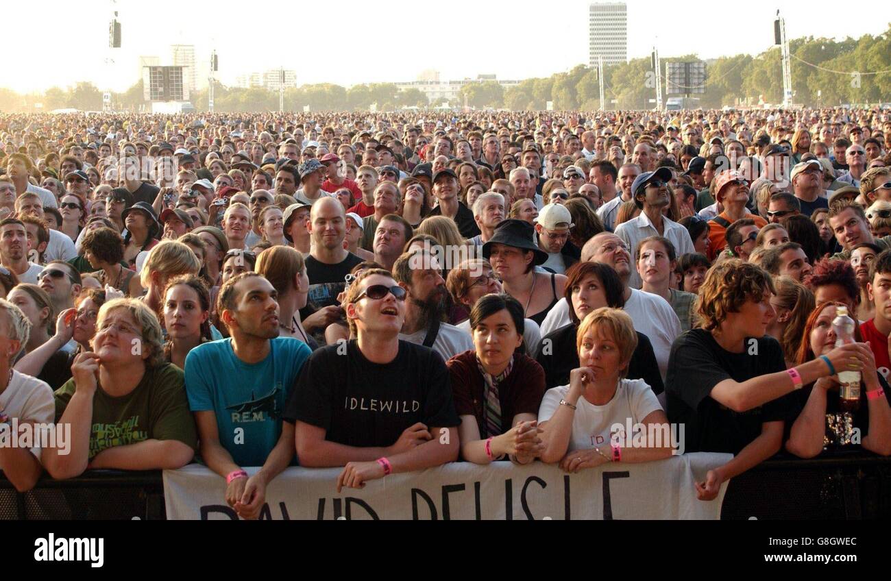 Concert, REM, Hyde Park. Crowd watching REM at their concert in Hyde