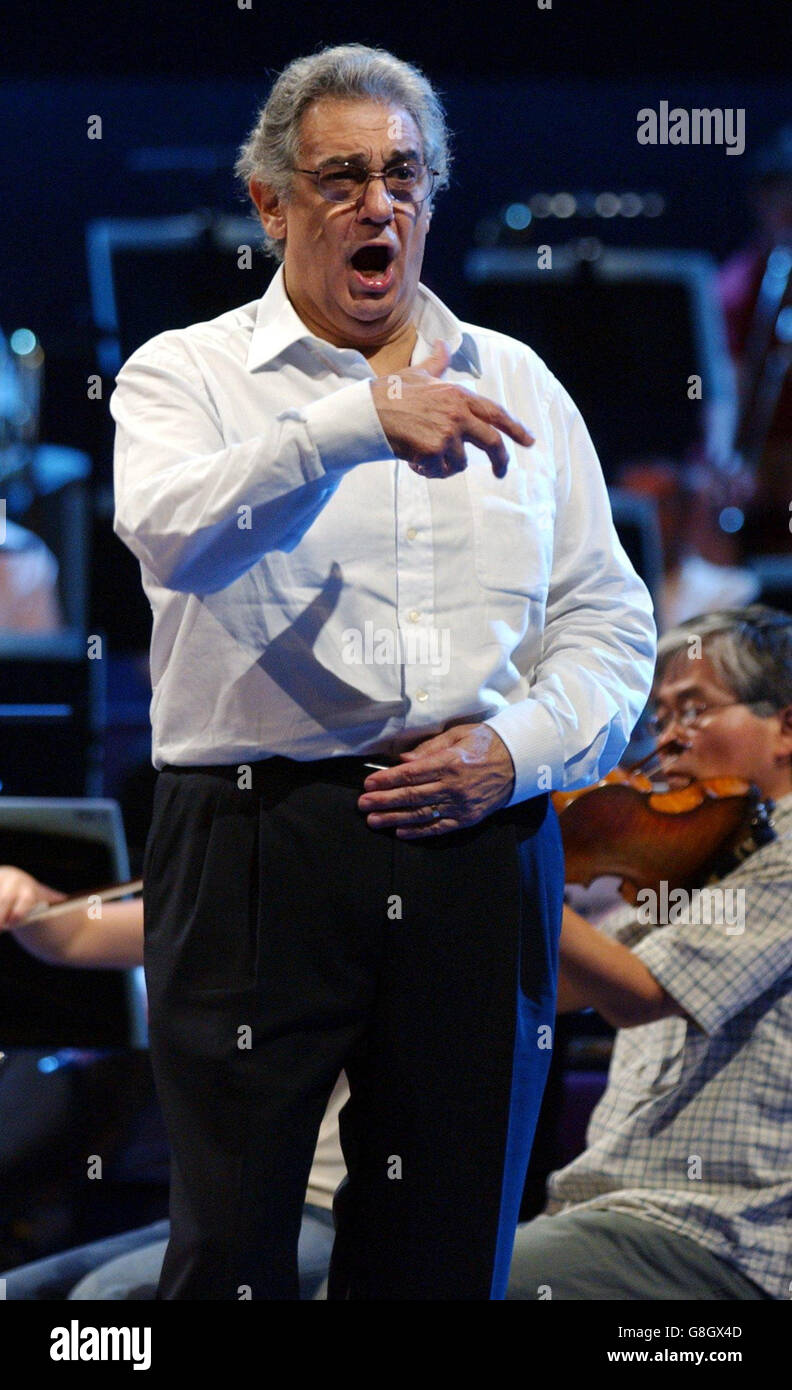Opera singer Placido Domingo during rehearsals for Wagner's Die Walkure, at the Royal Albert Hall. Stock Photo