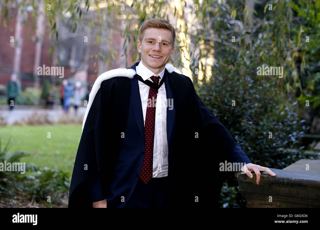 England under 21 and Sunderland forward Duncan Watmore as he graduates with First Class Honours from Newcastle University with a degree in Economics and Business Management. Stock Photo