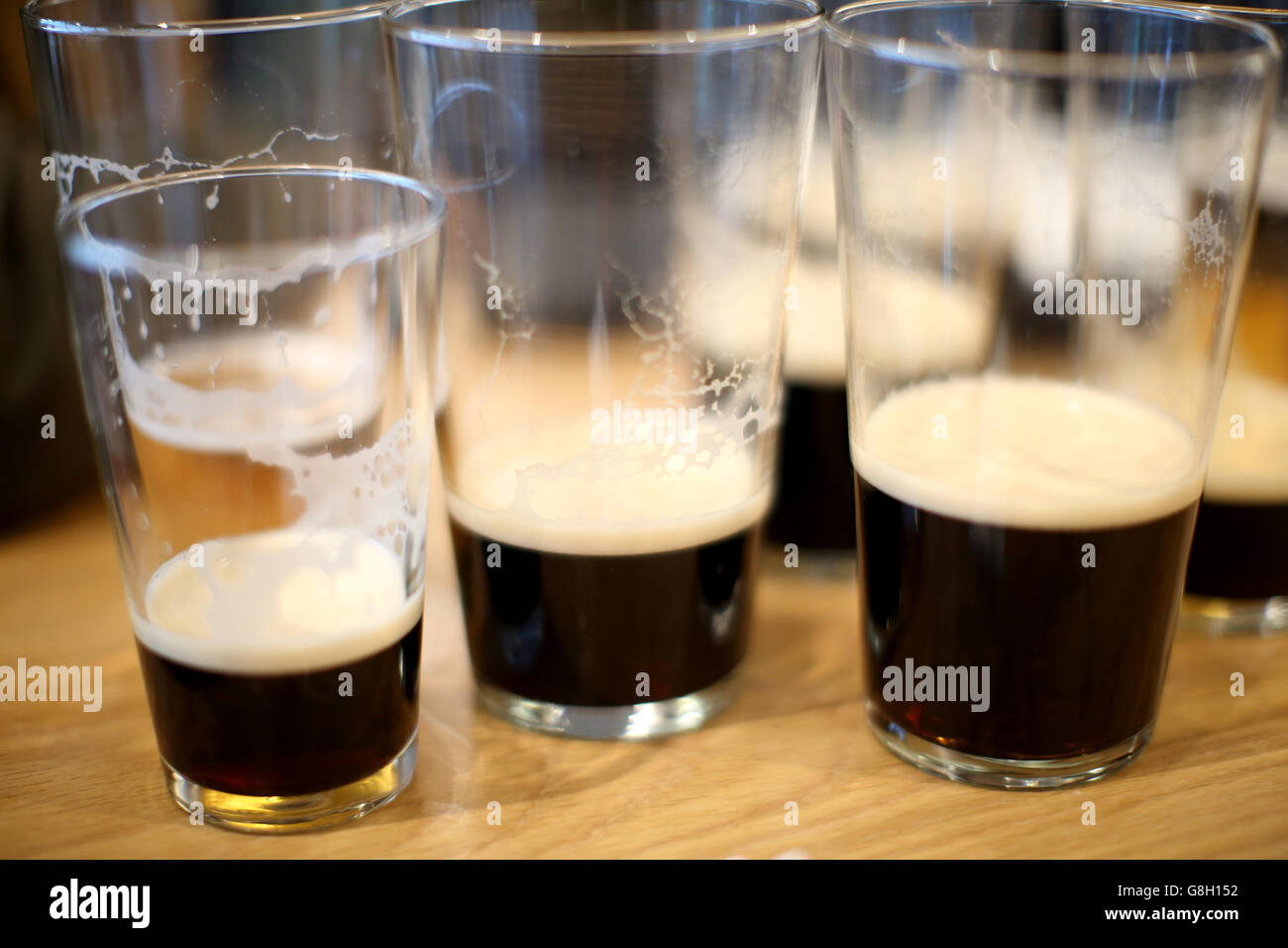 Detail view of drinks glasses during day one of The International at Cheltenham Racecourse. Stock Photo