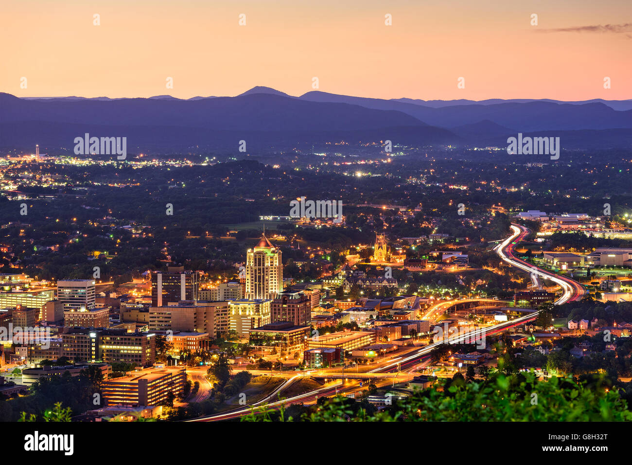 Roanoke, Virginia, USA downtown skyline at dawn. Stock Photo