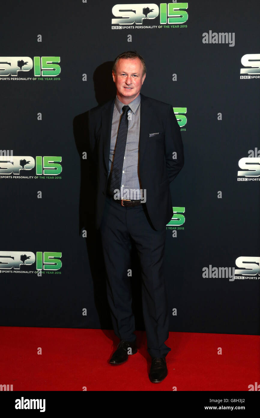 Michael O'Neill during the red carpet arrivals for Sports Personality of the Year 2015, at the Titanic Belfast, Belfast. Stock Photo