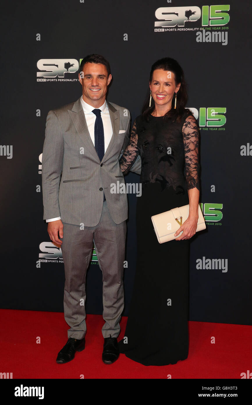 Aussie rugby star Dan Carter and his wife Honor Carter arriving to