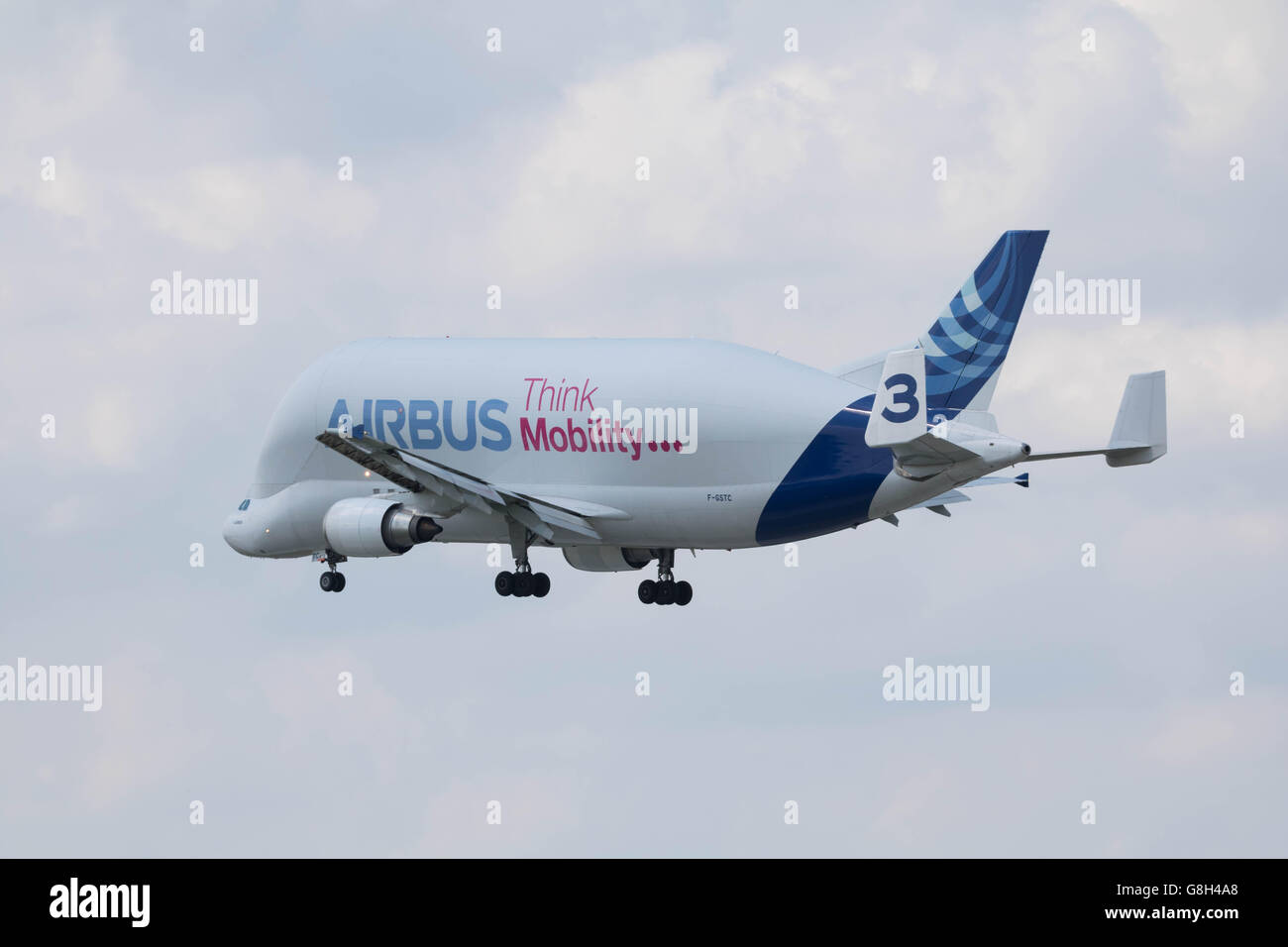 Hamburg, Germany - June 27, 2016: A Beluga Supertransporter landing at ...