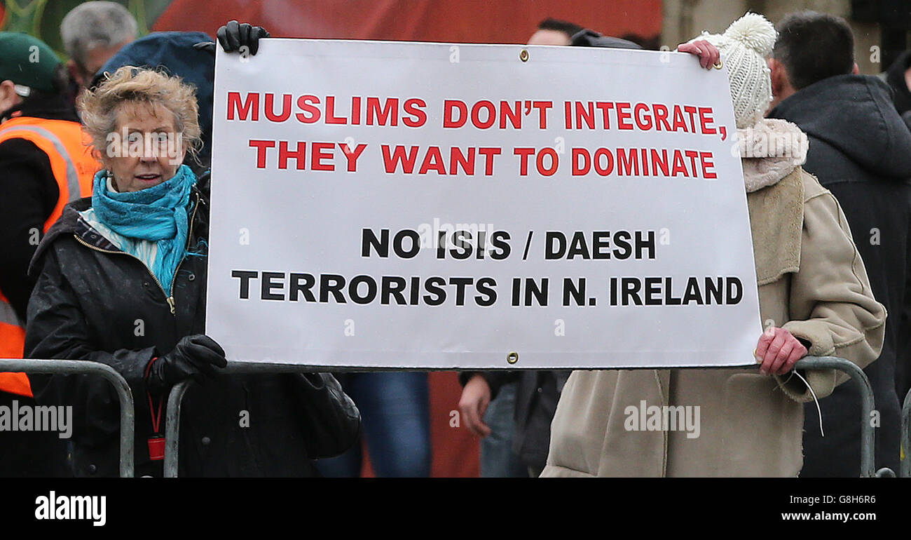 Belfast refugee demonstrations Stock Photo