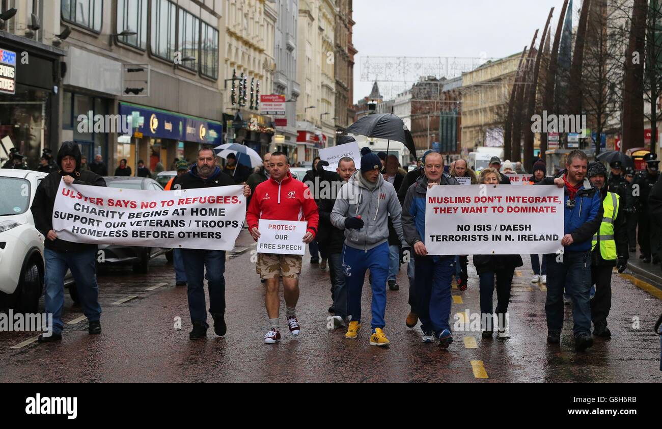 Belfast refugee demonstrations Stock Photo