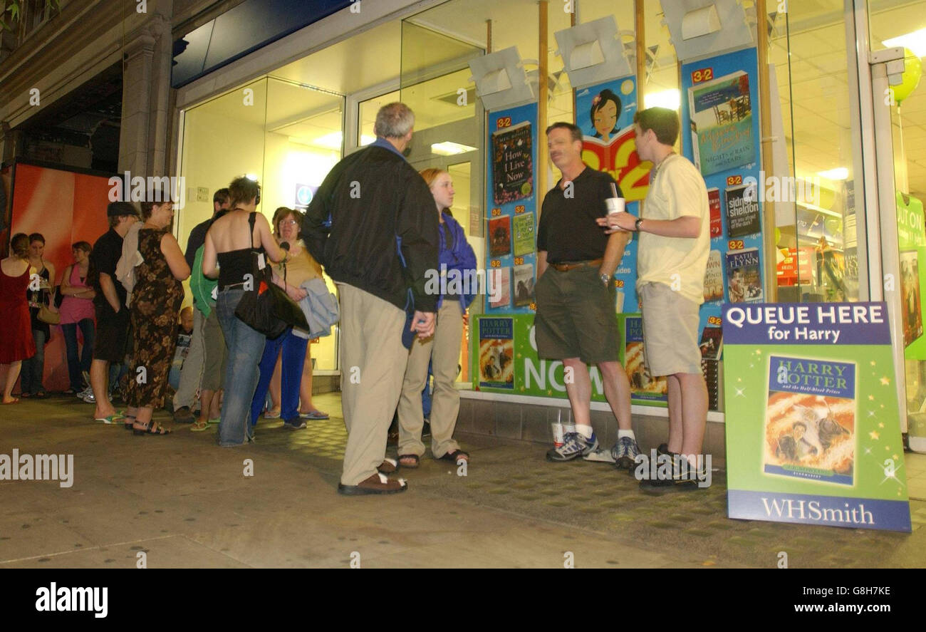 A large crowd waits for the new Harry Potter book, Harry Potter and the Half-Blood Prince, to go on sale at midnight. Stock Photo