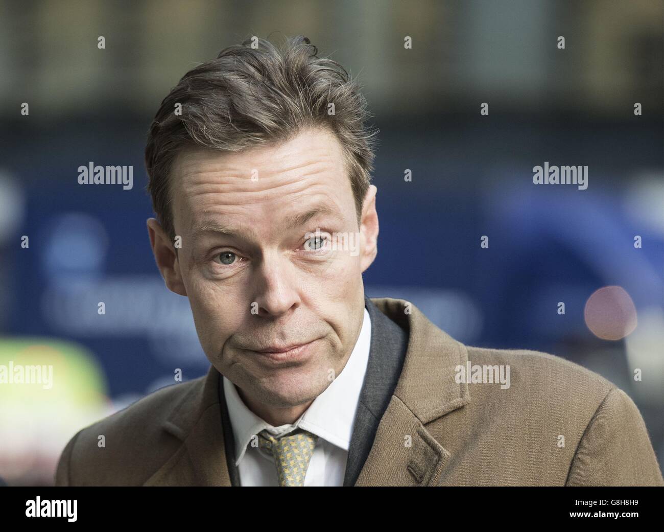 George Bingham arrives at the Royal Courts of Justice in London for a hearing over his application to obtain a death certificate for his father, Lord Lucan. Stock Photo