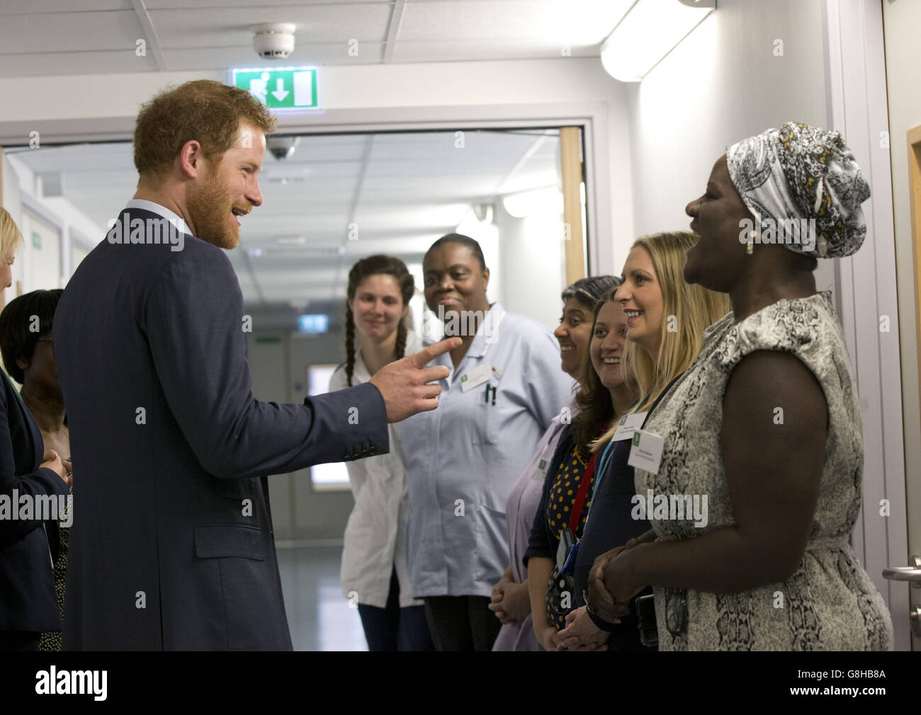 Prince Harry meets nursing staff during his visit to Mildmay HIV