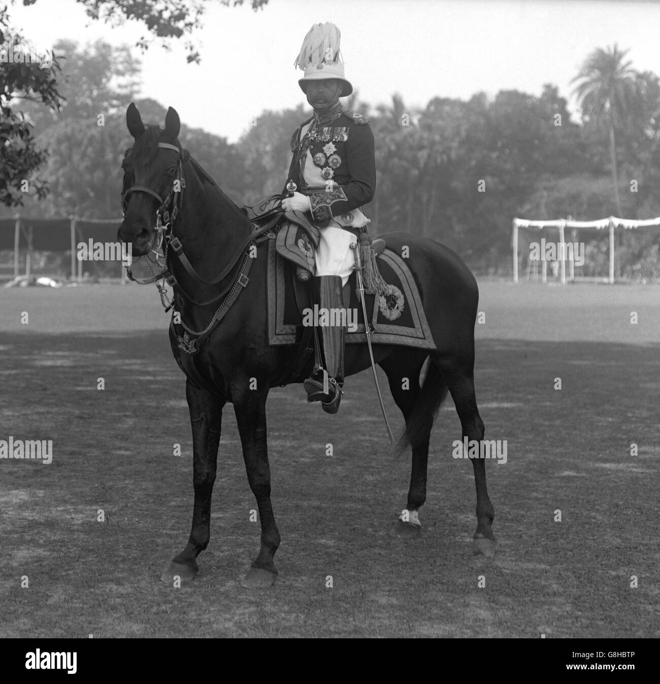 King George V mounted in the uniform of a Field Marshal. Stock Photo