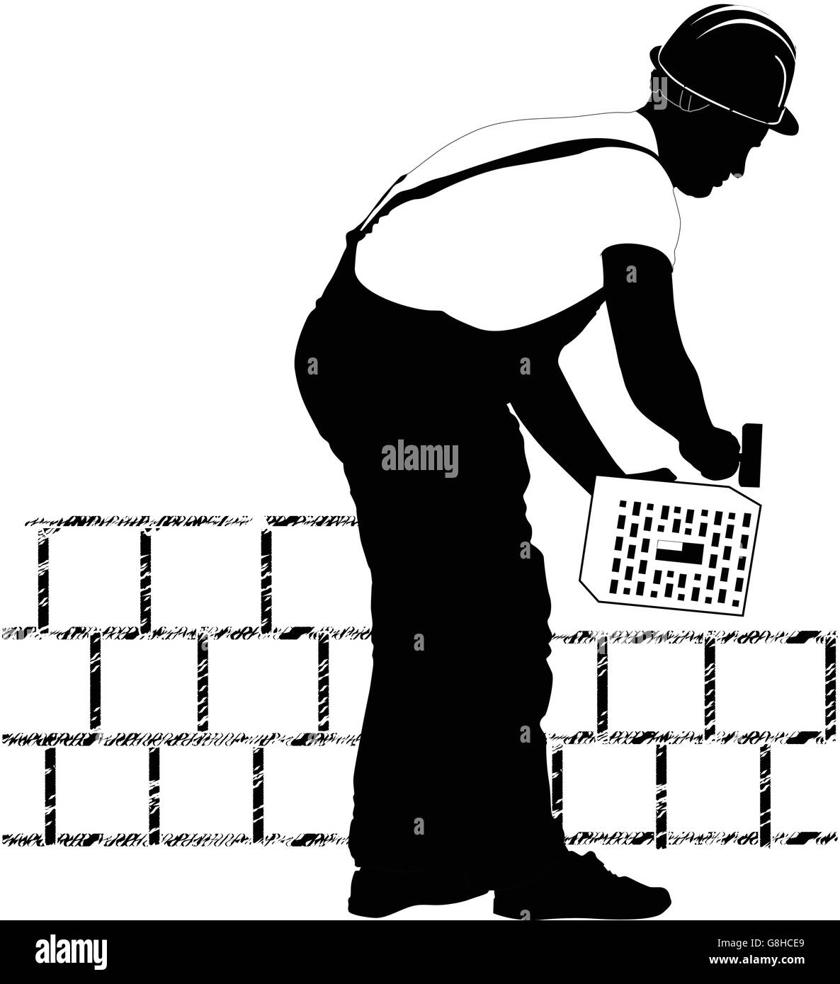 Construction worker put bricks vector illustration Stock Vector Image ...