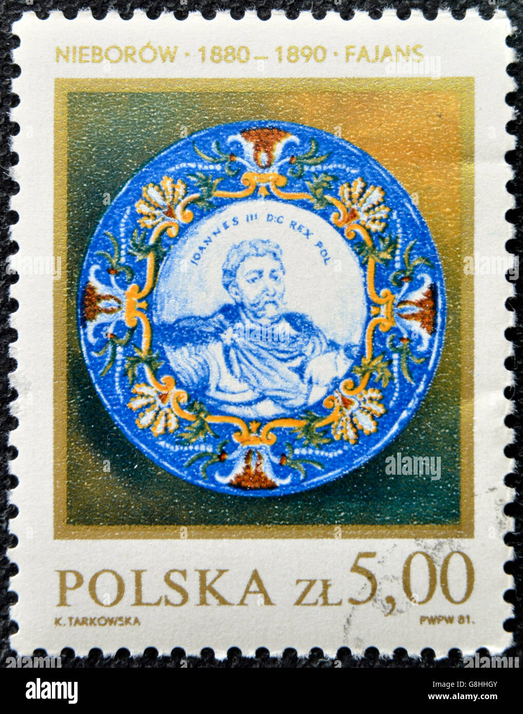 POLAND - CIRCA 1981: A stamp printed in Poland shows Polish pottery, circa 1981. Stock Photo