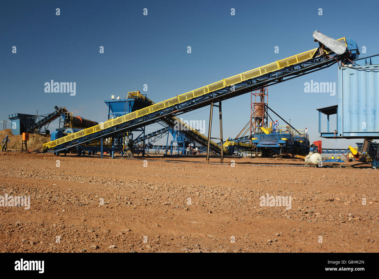 Rockwell Diamonds alluvial mining company conveyer belt, Northern Cape, South African Stock