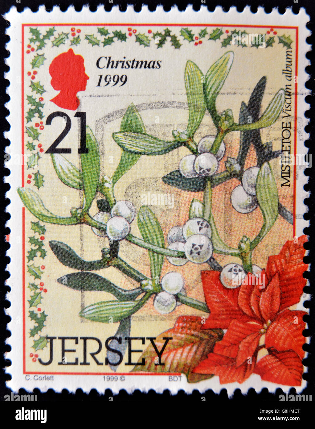 JERSEY CIRCA 1999 A Christmas postage stamp printed in Jersey show