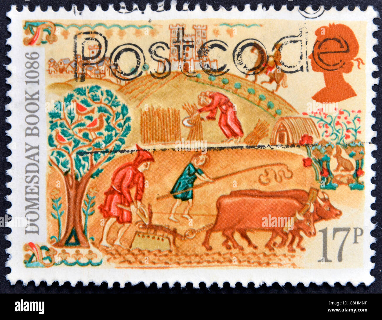 UNITED KINGDOM - CIRCA 1986: A stamp printed in the Great Britain dedicated to 900th Anniversary of Domesday Book, first nationw Stock Photo