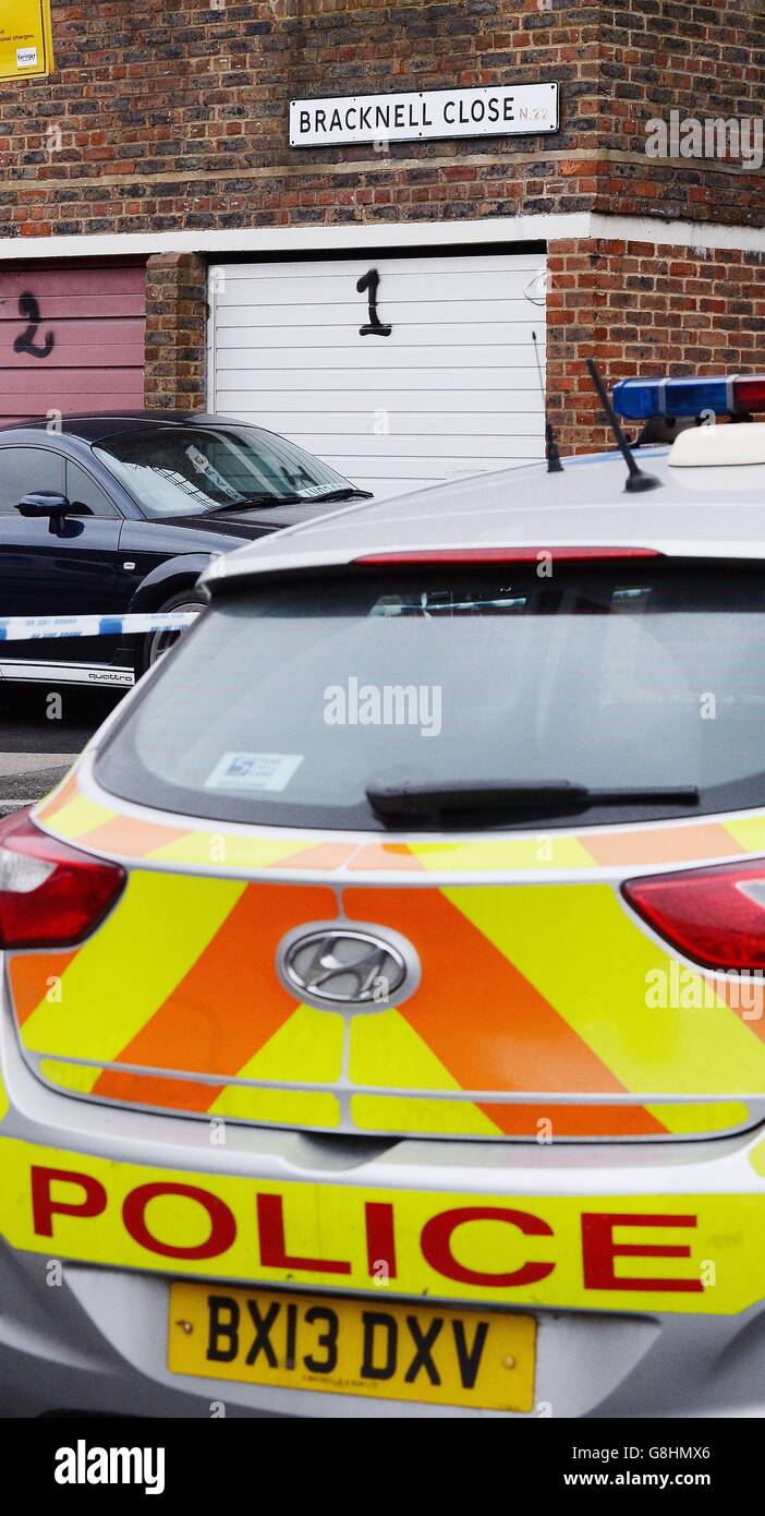 Police Officers at the scene in Bracknell Close, Wood Green north