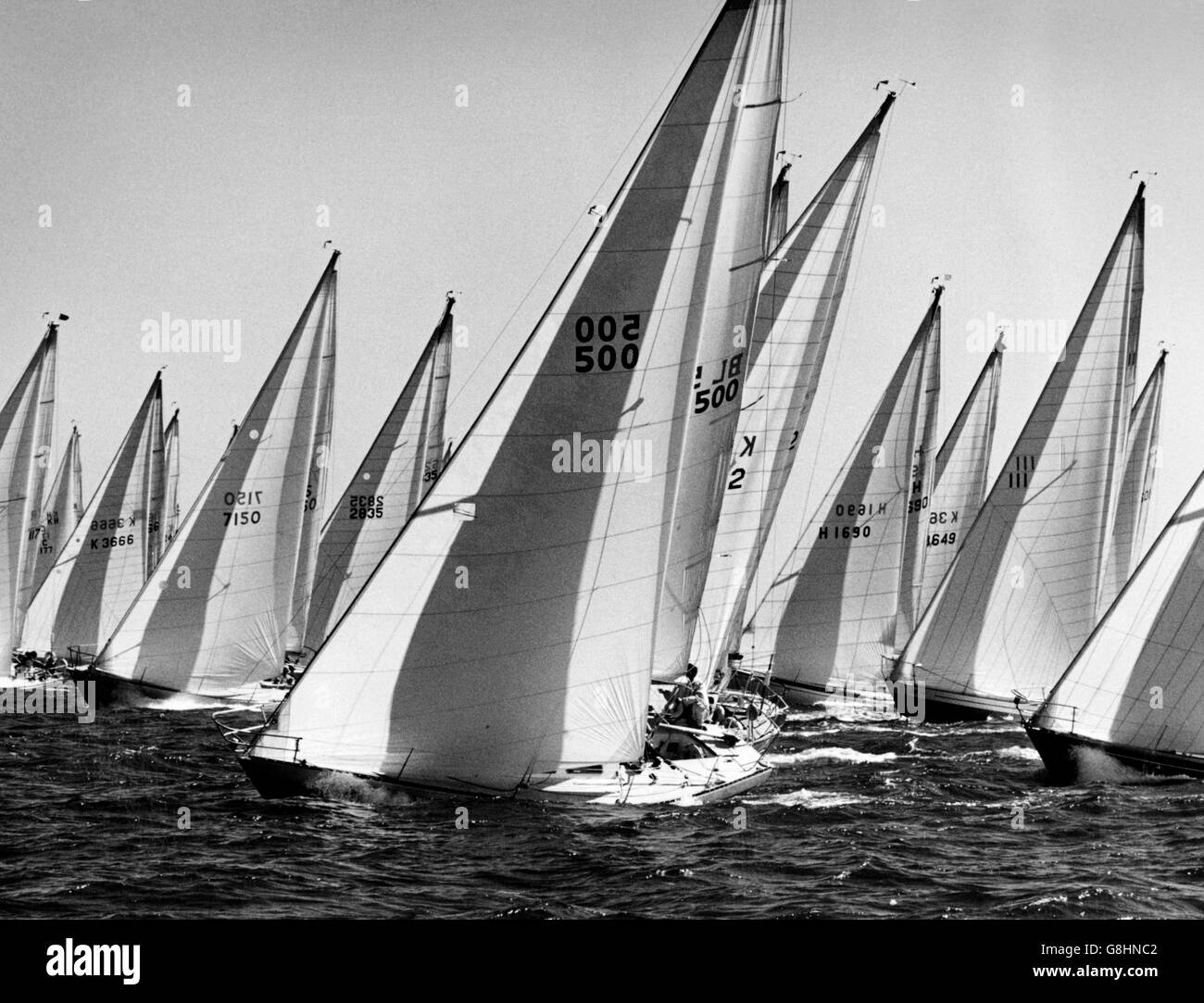 AJAX NEWS PHOTOS. 1974. TORBAY, ENGLAND. - 1 TON CUP FLEET 1974 - START OF THE FIRST RACE IN THE WORLD ONE TON CUP SERIES.  PHOTO:JONATHAN EASTLAND/AJAX  REF:FLEET 74 Stock Photo