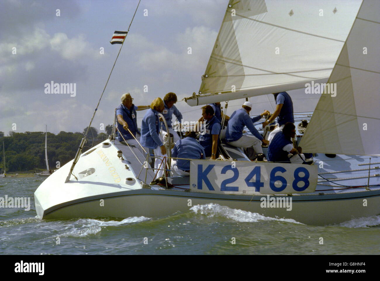AJAX NEWS PHOTOS. 1979. SOLENT, ENGLAND. 1979. - EDWARD HEATH IN HIS YACHT MORNING CLOUD V AT THE START OF THE CHANNEL RACE. PHOTO:JONATHAN EASTLAND/AJAX  REF:CND1979 Stock Photo