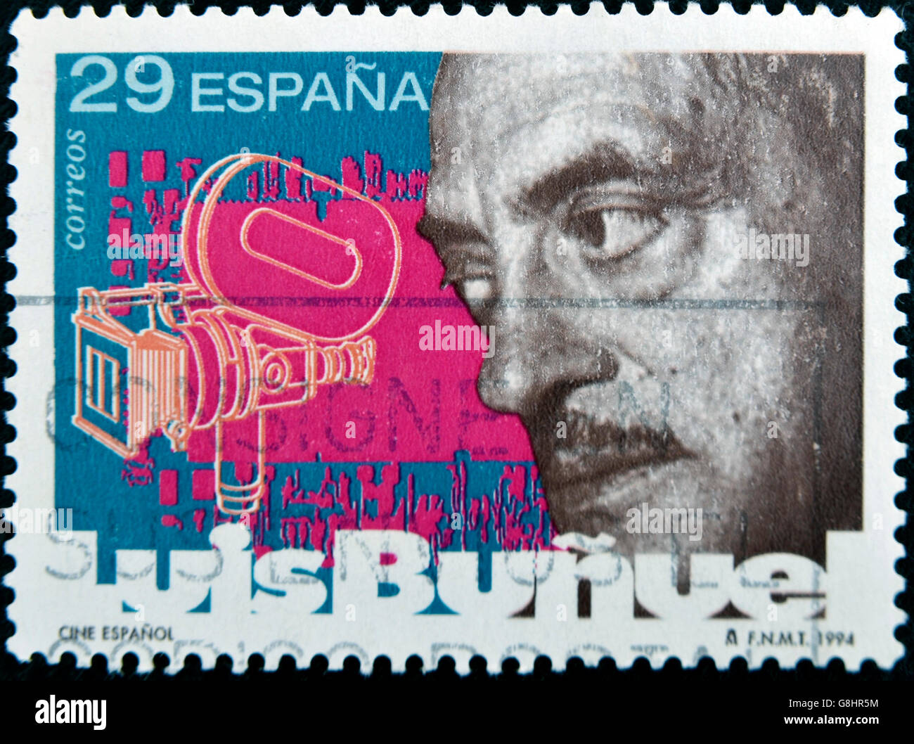 SPAIN - CIRCA 1994: A stamp printed in Spain shows Luis Buñuel, circa 1994 Stock Photo