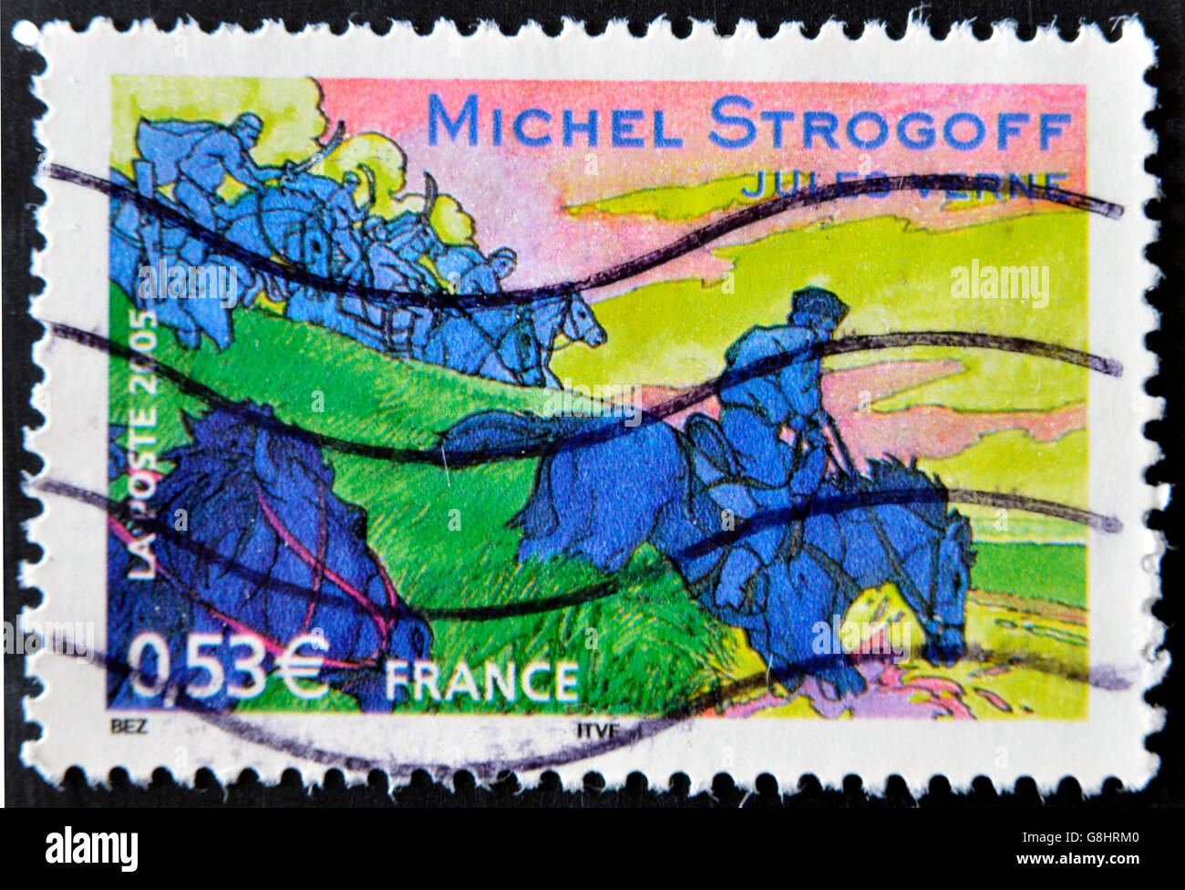FRANCE - CIRCA 2005: A stamp printed in France shows an image of 'Michael Strogoff' a novel by Jules Verne, circa 2005 Stock Photo