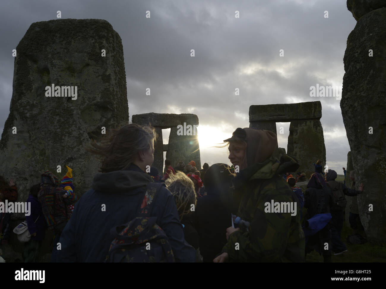 People gather at Stonehenge in Wiltshire on the Winter Solstice to ...
