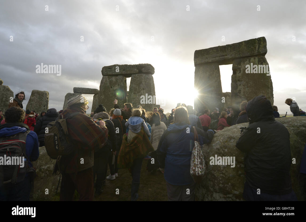 People gather at Stonehenge in Wiltshire on the Winter Solstice to ...
