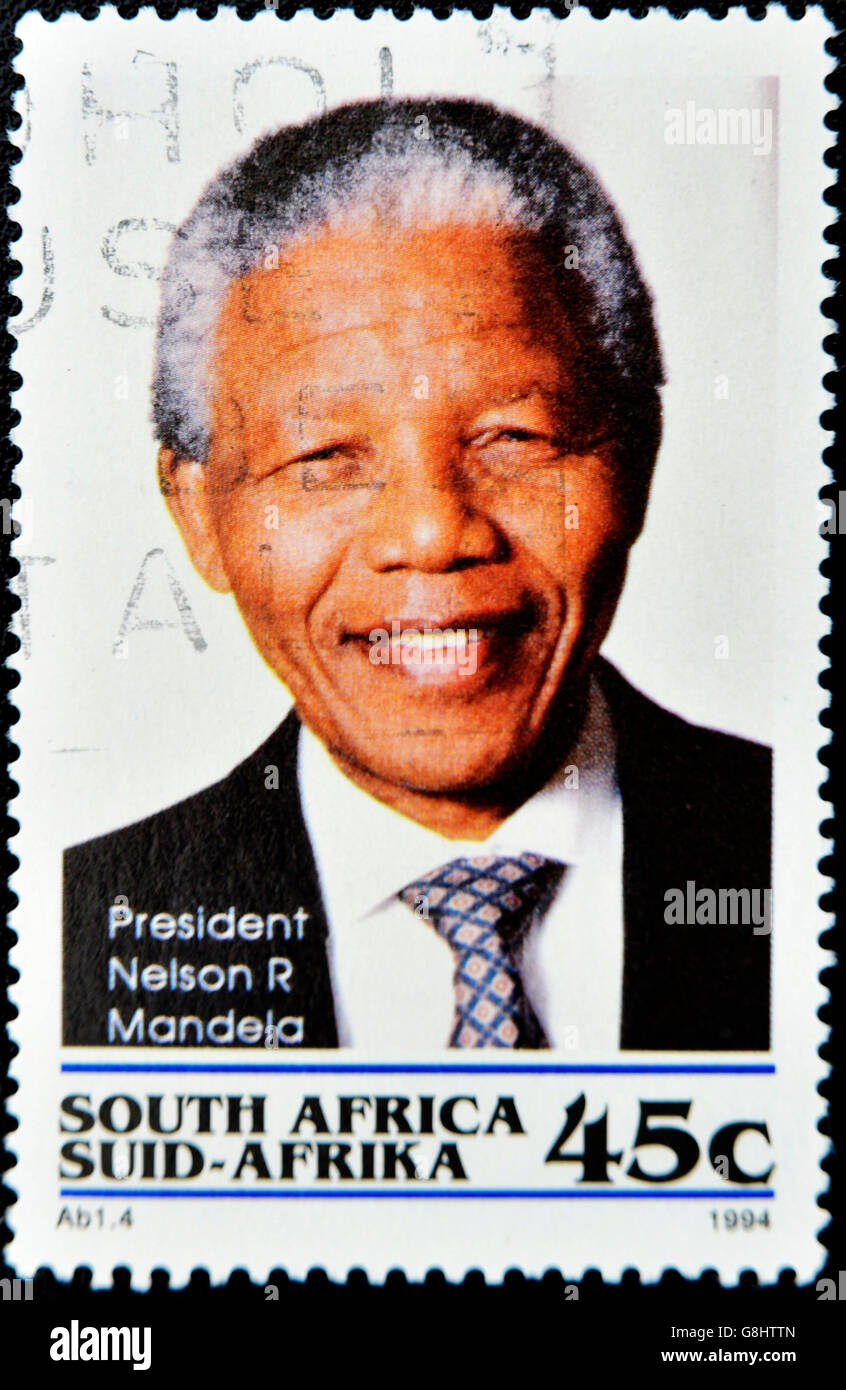 REPUBLIC OF SOUTH AFRICA - CIRCA 1994: A stamp printed in RSA shows Nelson Mandela, circa 1994 Stock Photo
