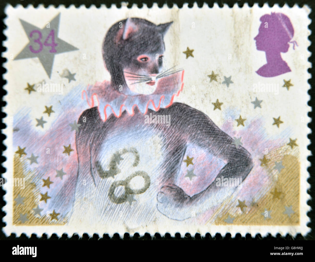 UNITED KINGDOM - CIRCA 1985: A stamp printed in Great Britain shows Pantomime Cat  commemorative odd value, circa 1985 Stock Photo