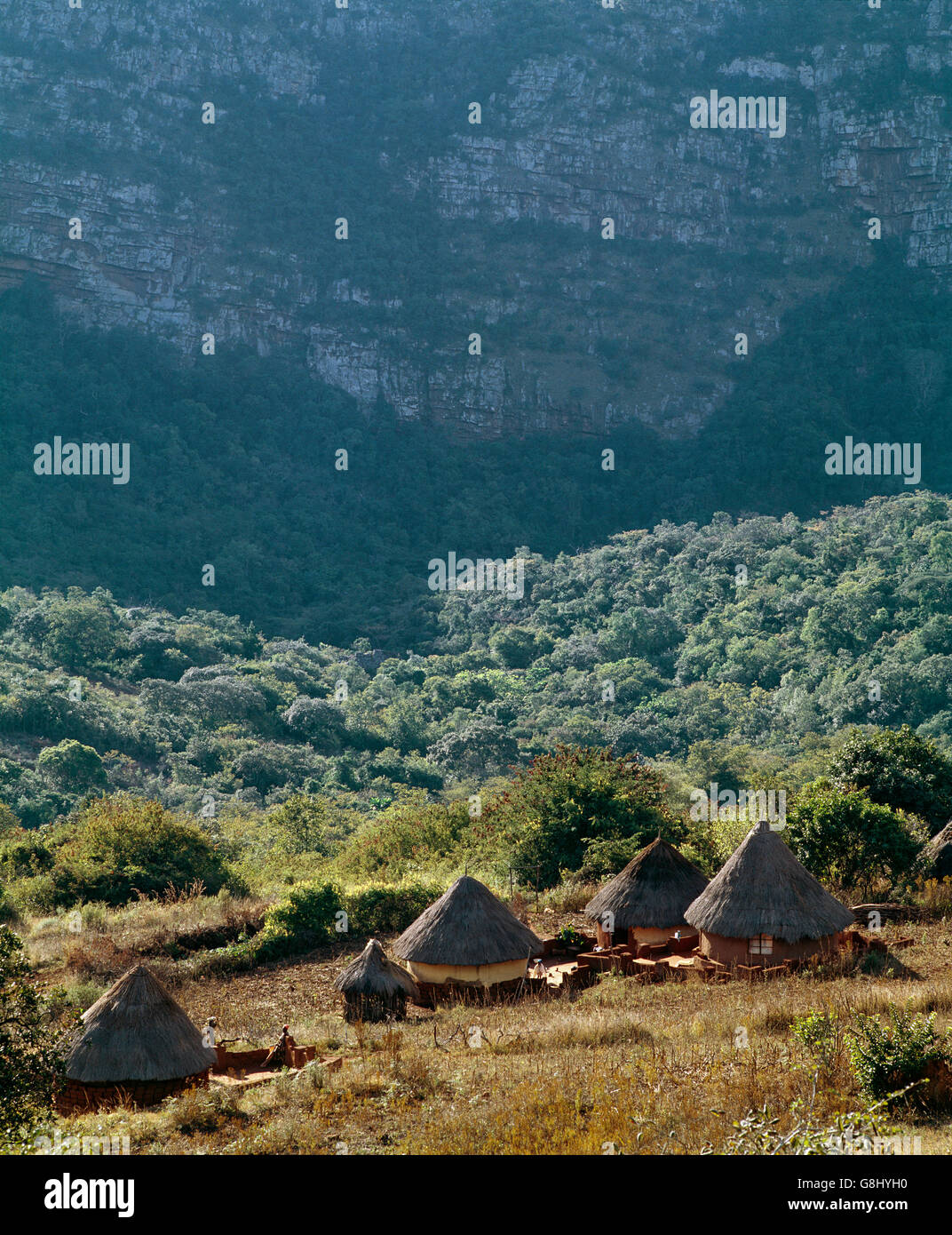 Rural Venda huts, Fundudsi, Limpopo, South Africa. Stock Photo