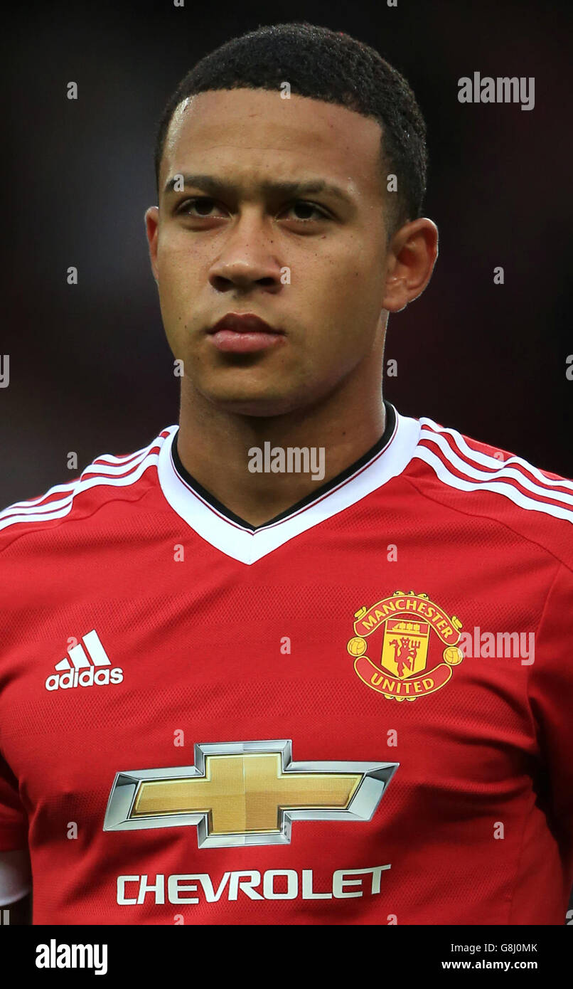Soccer - UEFA Champions League - Qualifying - Play-off - Manchester United v Club Brugge - Old Trafford. Manchester United's Memphis Depay Stock Photo