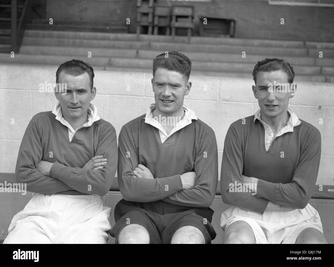 (L-R) Chelsea's Len Allum, Jimmy Argue and Peter Buchanan Stock Photo