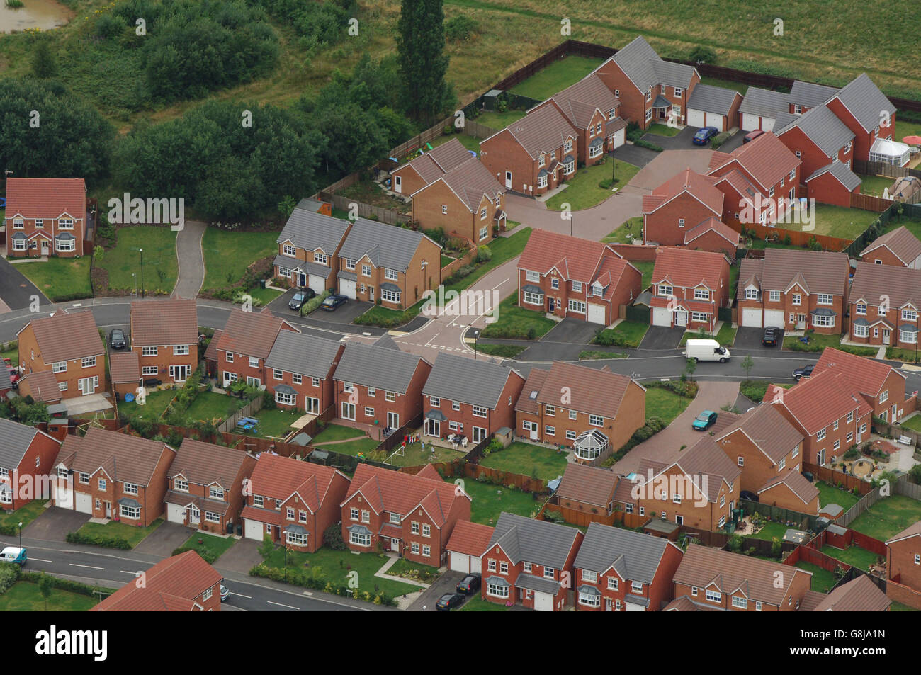 Housing Estate Coventry. Aerial view of a housing estate near