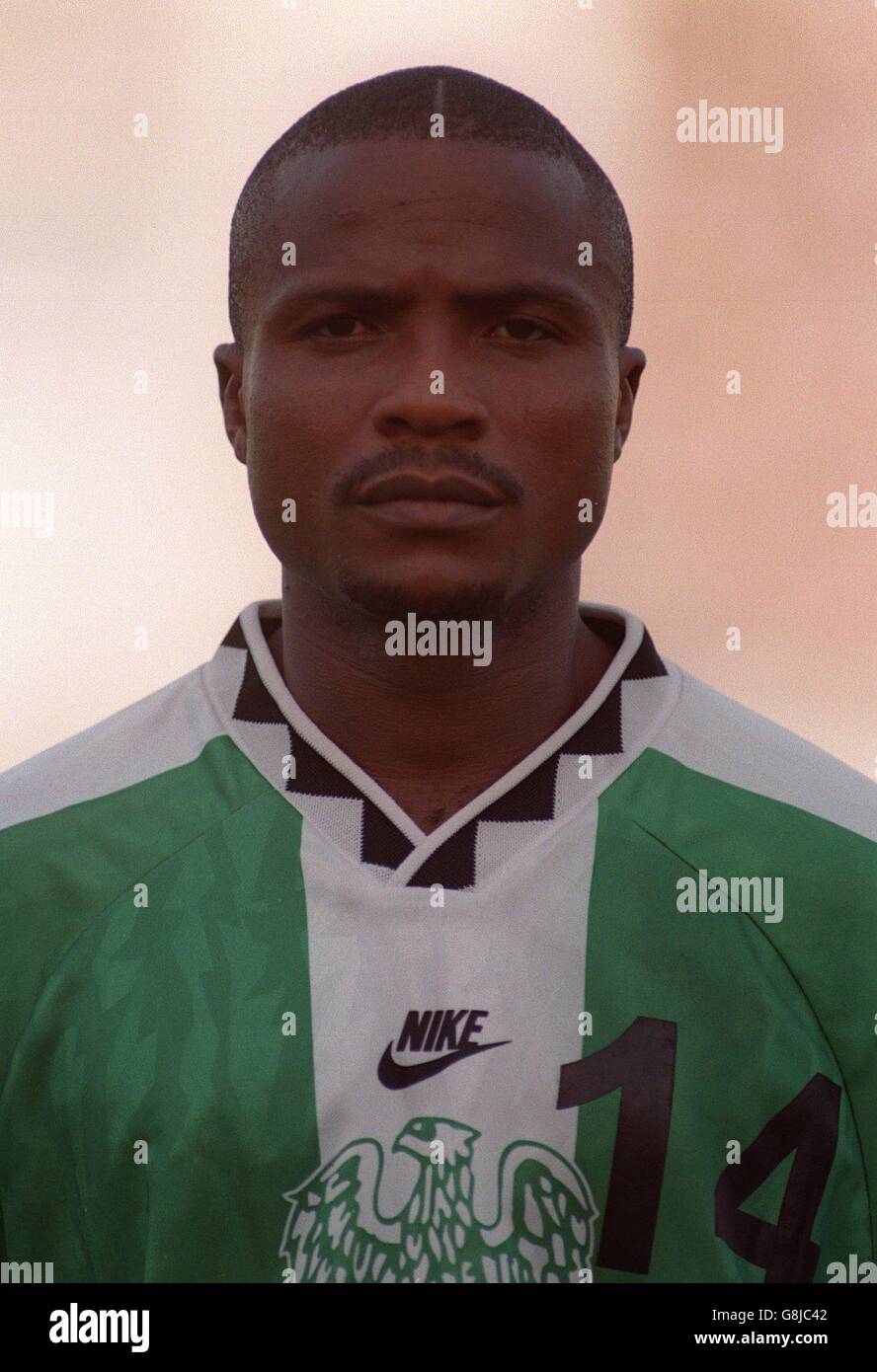 International Soccer - Nigeria v Cameroon. Isyaka Haliru, Nigeria Stock