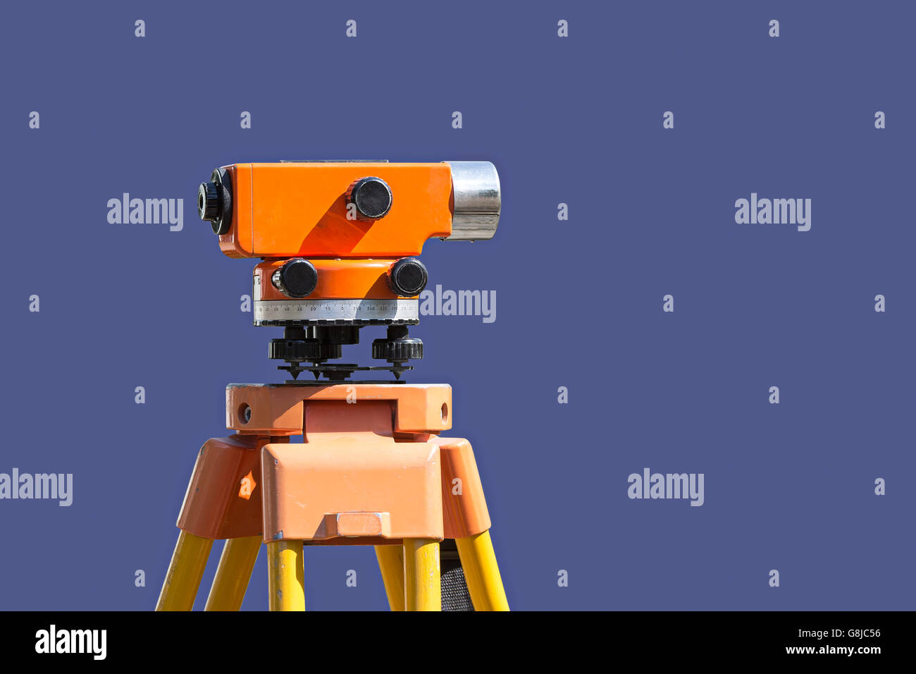 land surveying equipment theodolite at construction site Stock Photo