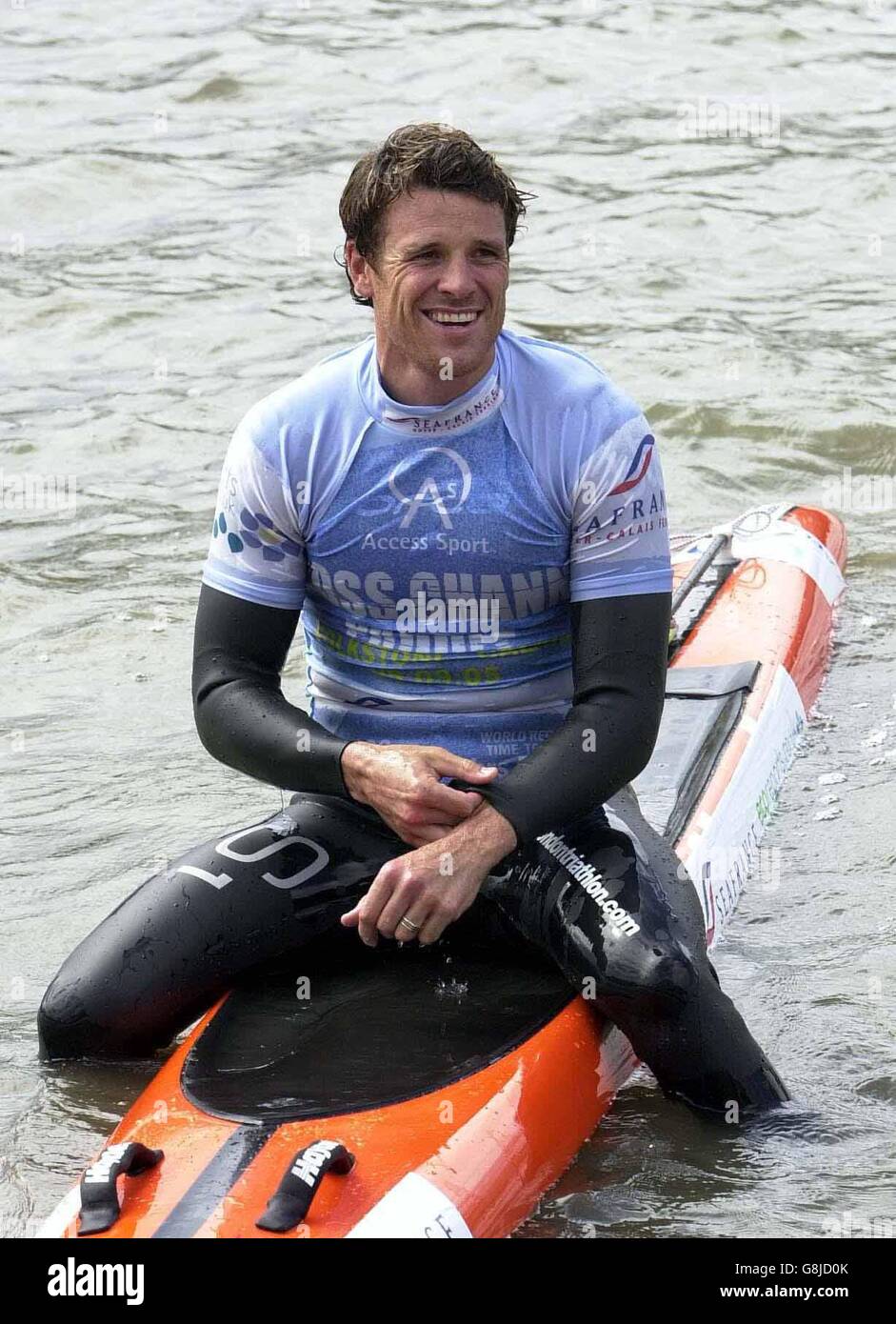 Olympic rower James Cracknell practises on the Thames before launching