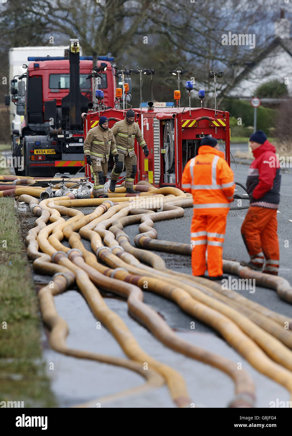 Emergency services attend the River Douglas in Croston, Lancashire