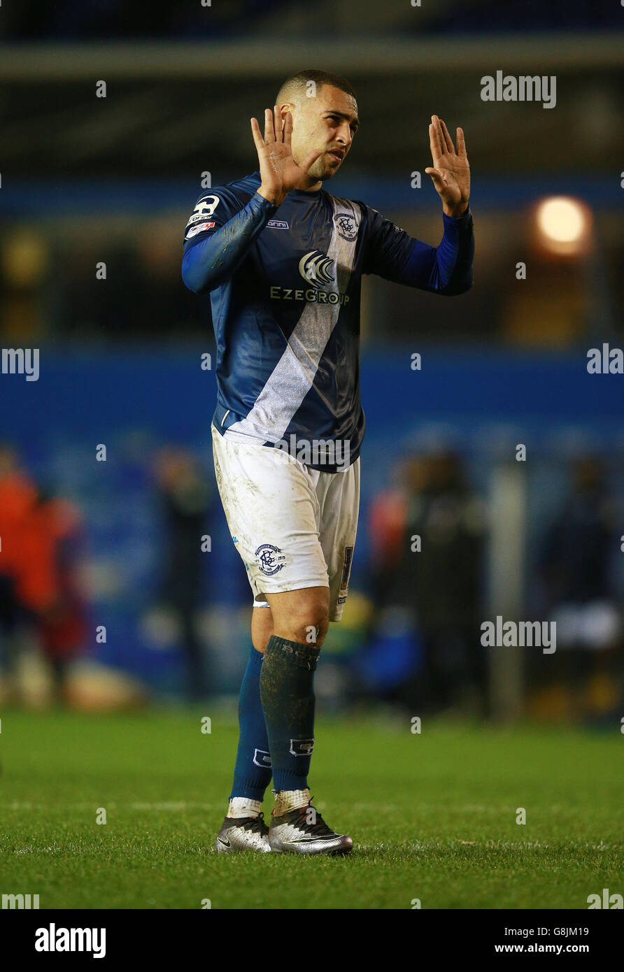 Birmingham City's James Vaughan apologises to the fans after the Emirates FA Cup, third round game at St Andrews, Birmingham. Stock Photo