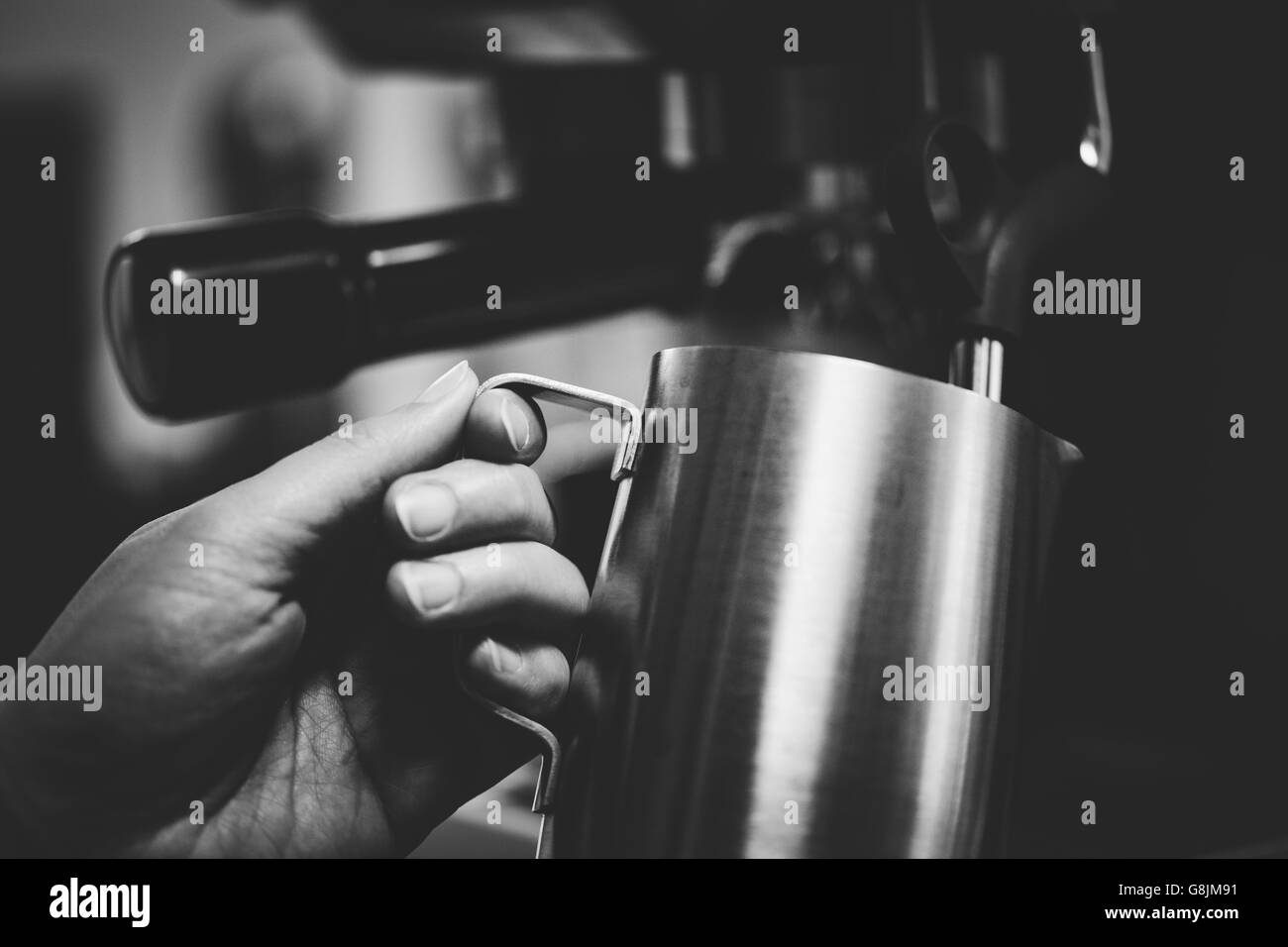 Black and White Coffee Making Stock Photo Alamy