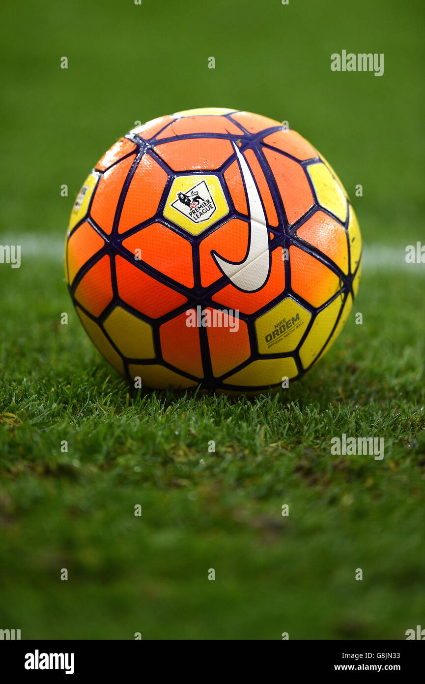 General view of an official winter Nike Premier league match ball on the  grass Stock Photo - Alamy