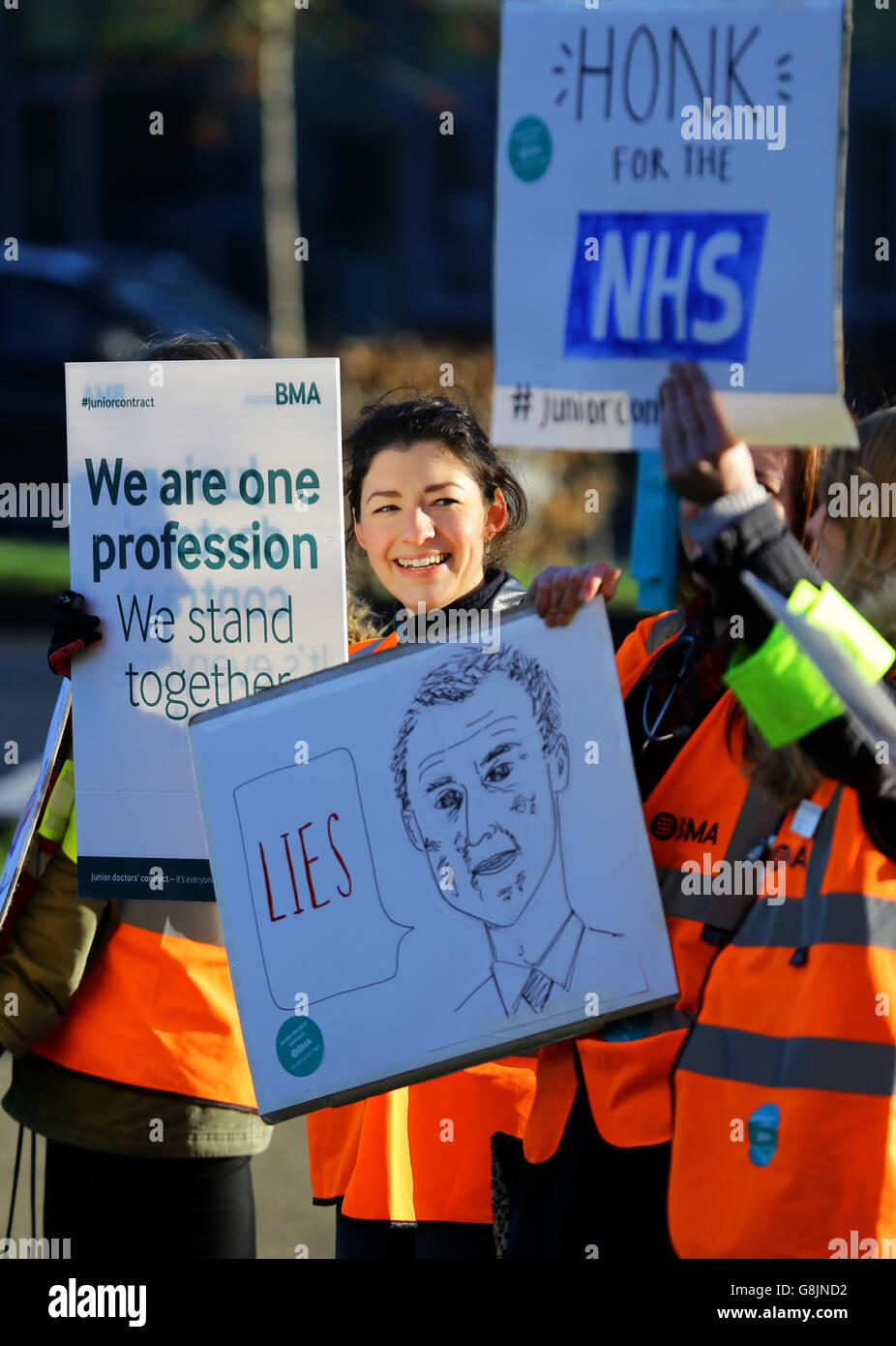 Junior doctors on the picket line outside Tunbridge Wells Hospital in Kent as a doctors go on