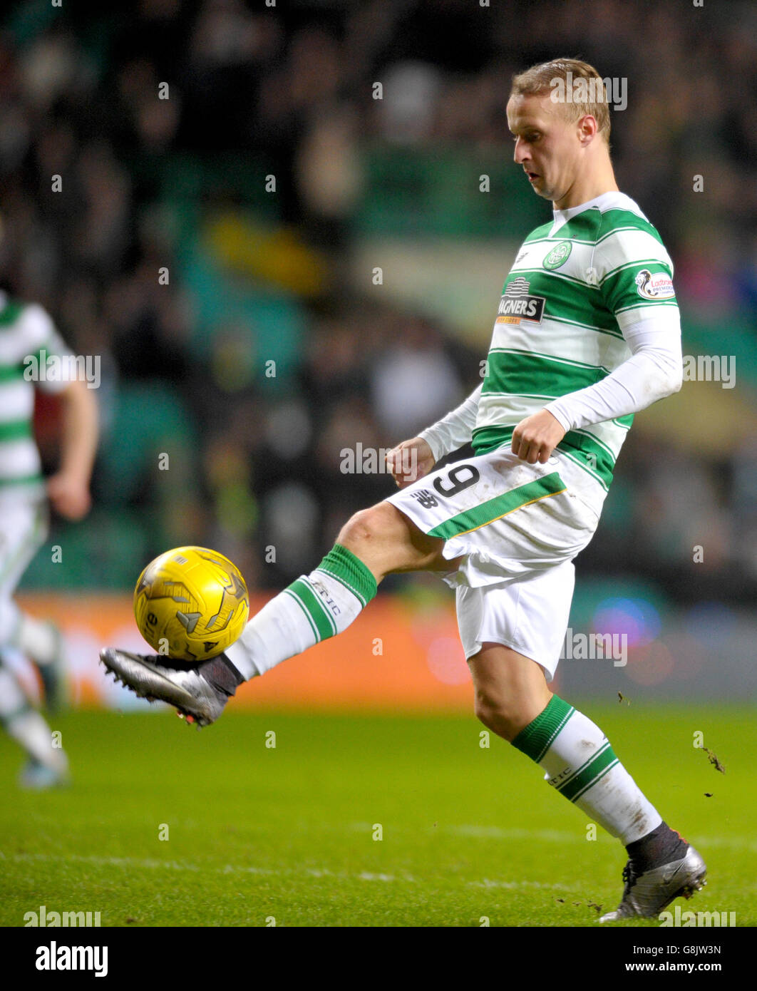Celtic's Leigh Griffiths scores their seventh goal of the game during the Ladbrokes Scottish Premiership at Celtic Park, Glasgow. Stock Photo