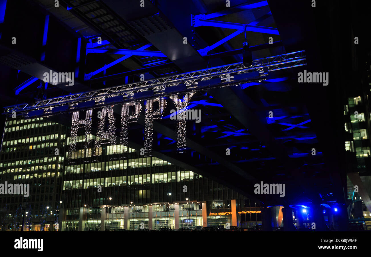 Winter Lights Festival Canary Wharf London Stock Photo Alamy