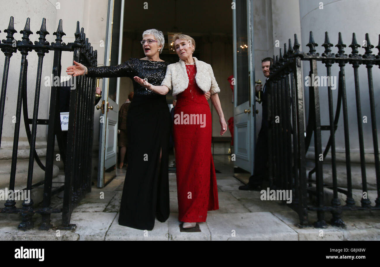 Senator Katherine Zappone (left) and Ann Louise Gilligan outside Dublin City Hall where they renewed their marriage vows in a ceremony attended by President Michael D Higgins. Stock Photo