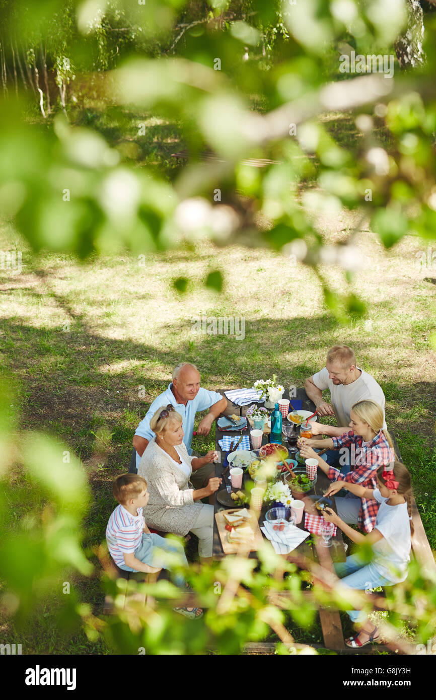 Family eating picnic table hi-res stock photography and images - Alamy