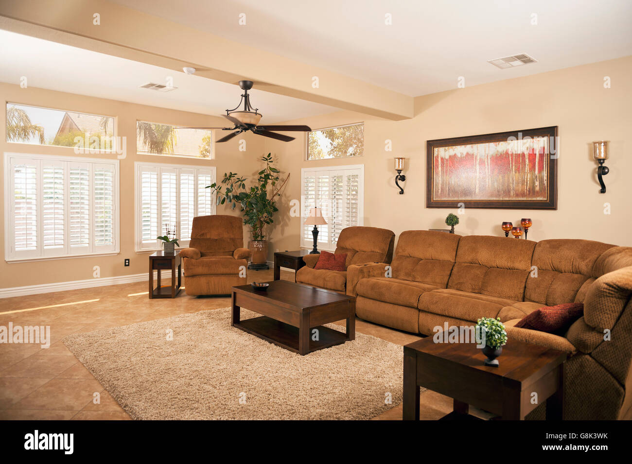 Home interior, Living room family room Stock Photo