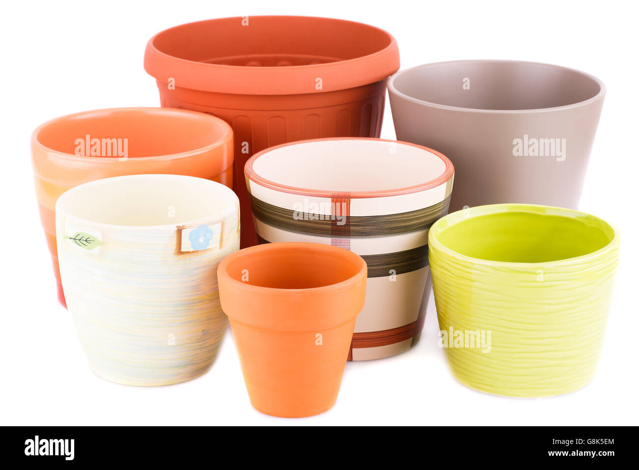 Flower pots isolated on a white background Stock Photo - Alamy