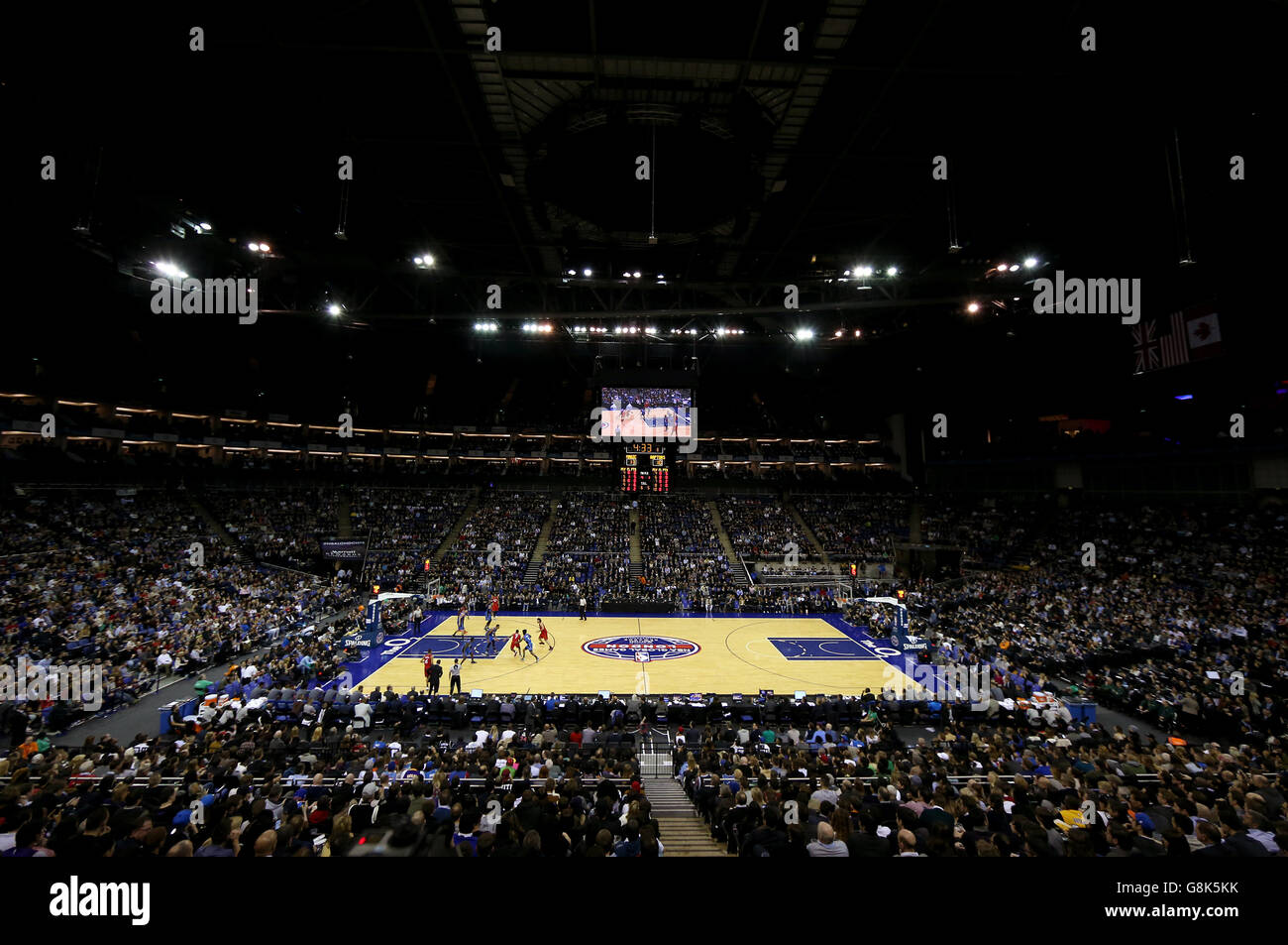 Orlando Magic v Toronto Raptors - NBA Global Games - O2 Arena. General view of the NBA Global Games match at the O2 Arena, London. Stock Photo