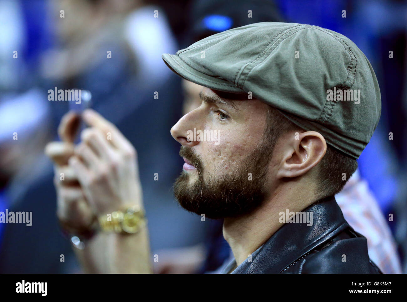 Arsenal's Olivier Giroud attending the NBA Global Games match at the O2 Arena, London. Stock Photo